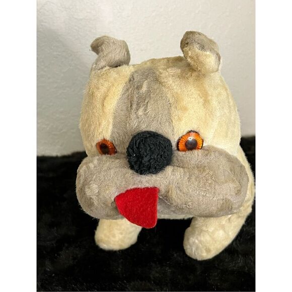 Vintage orange glass eye bulldog stuff animal dog